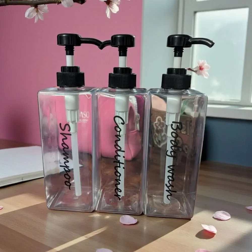 Clear Pump Bottles for Shampoo, Conditioner, and Body Wash Set (New)